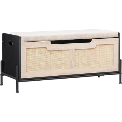 Rattan Storage Bench with Cushion
