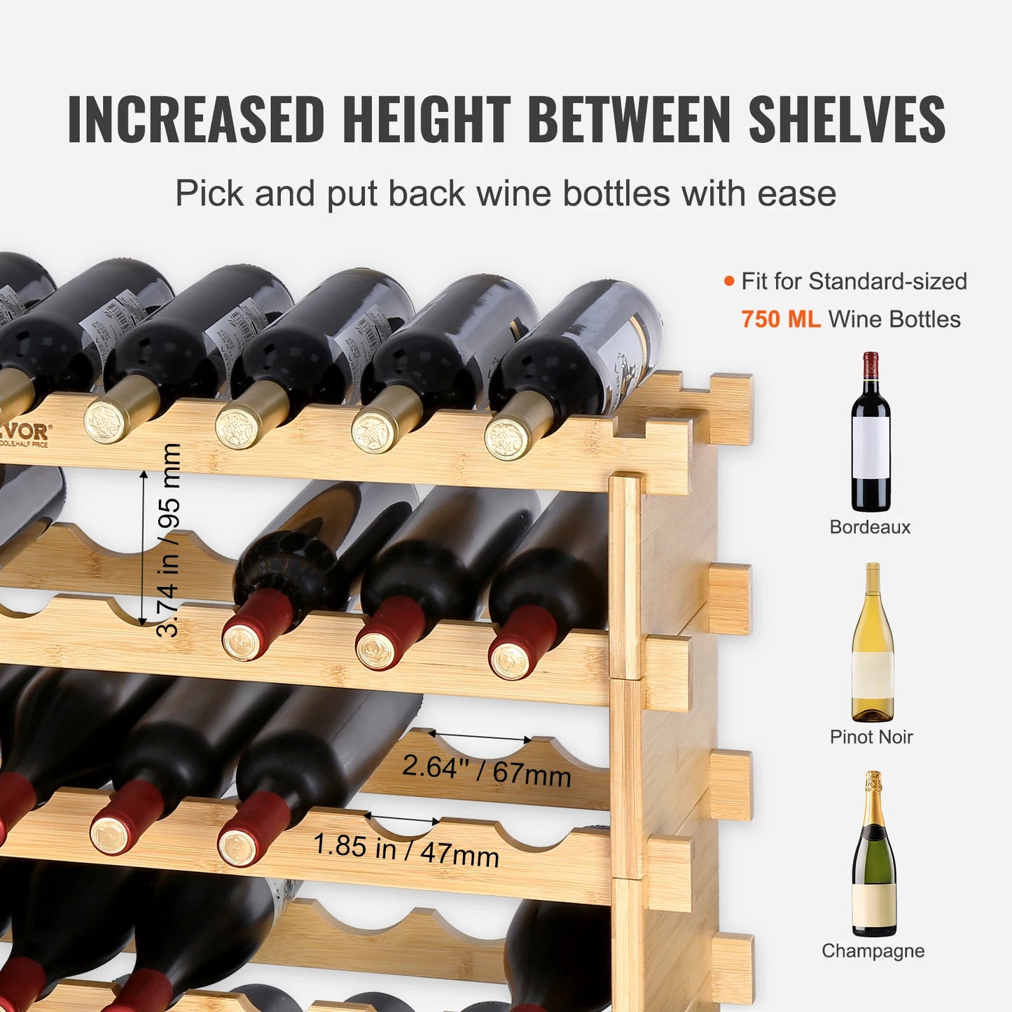 Bottle Stackable Modular Bamboo Wine Holder