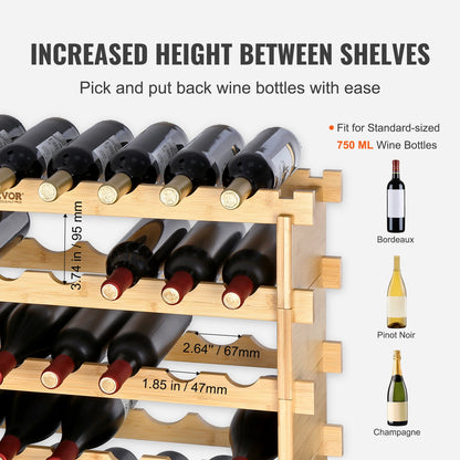 Bottle Stackable Modular Bamboo Wine Holder