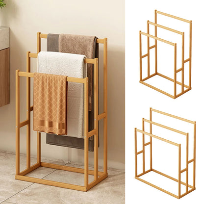 Wood Vertical Towel Rack with 3 Hanging Crossbars