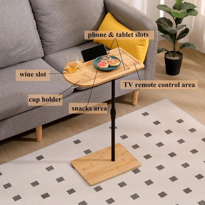Couch Side Table 360 Swivel Bamboo Tray Table