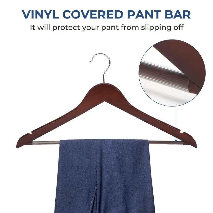 Wooden Coat Hangers with Non Slip Pant Bar