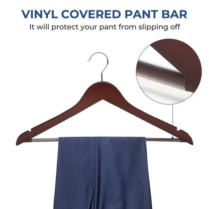 Wooden Coat Hangers with Non Slip Pant Bar