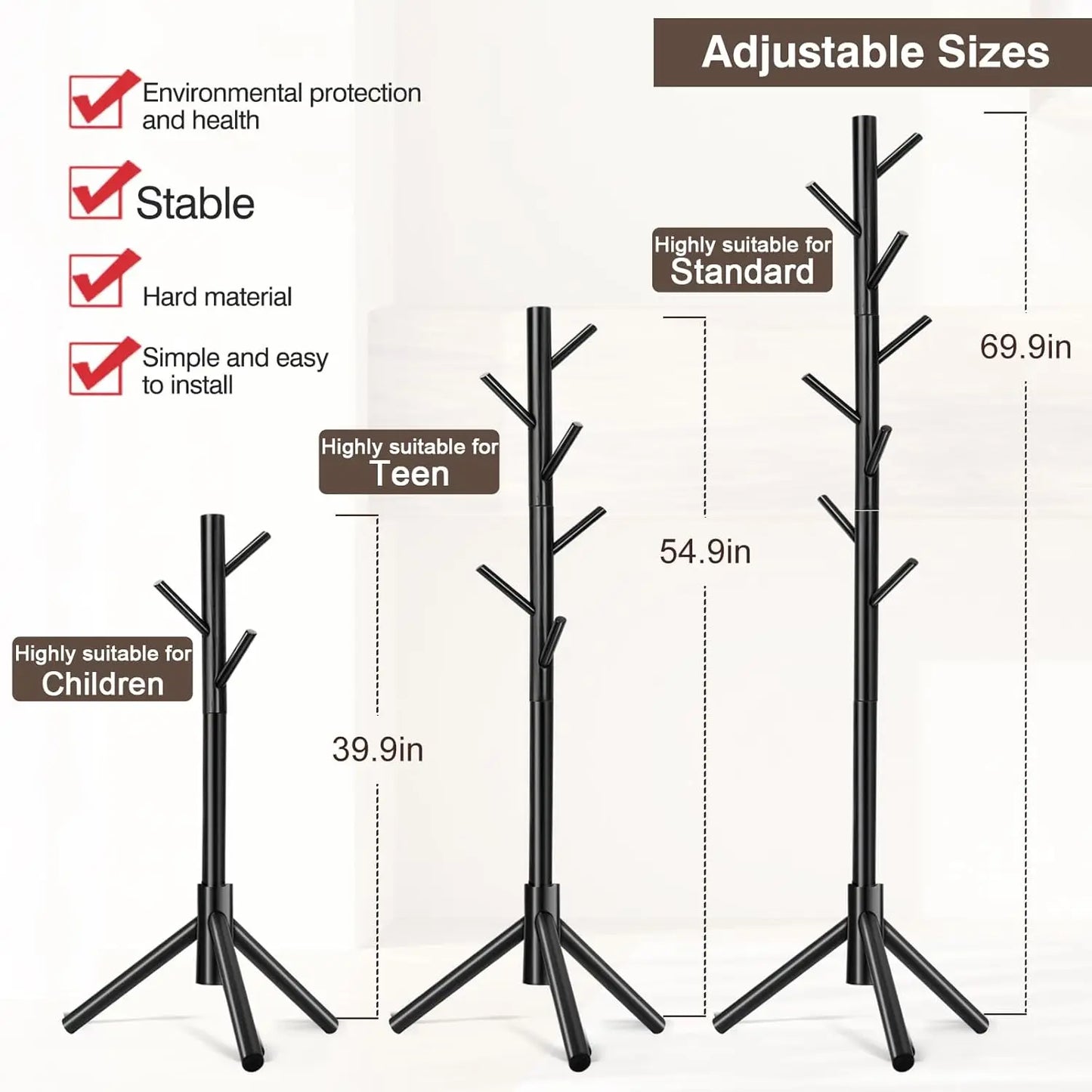 Freestanding Coat Rack with 8 Hooks