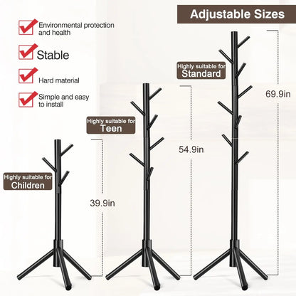 Freestanding Coat Rack with 8 Hooks