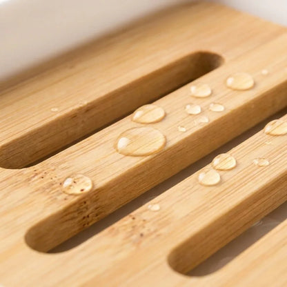 1PC Soap Holder Bathroom Bamboo Draining Box