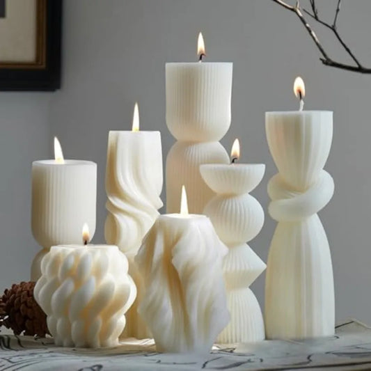 7-Pack Pillar Candles  Soy Wax