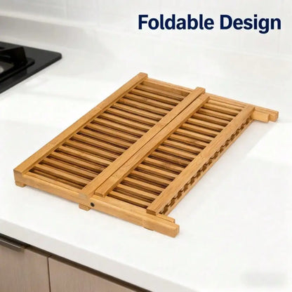 2-Tier Collapsible Bamboo Dish Drying Rack