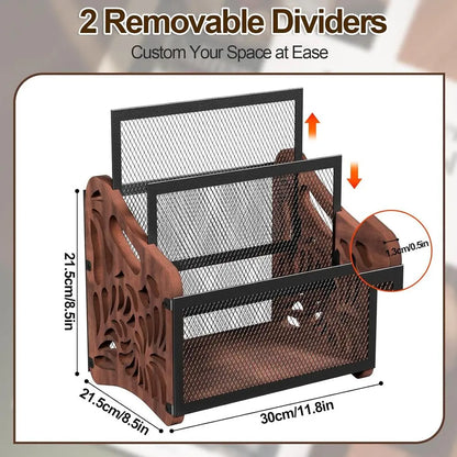 Rustic Wood Magazine File Holder Organizer