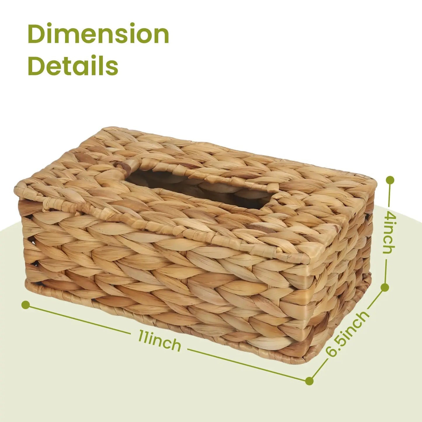 Handwoven Water Hyacinth Rectangular Tissue Box Cover