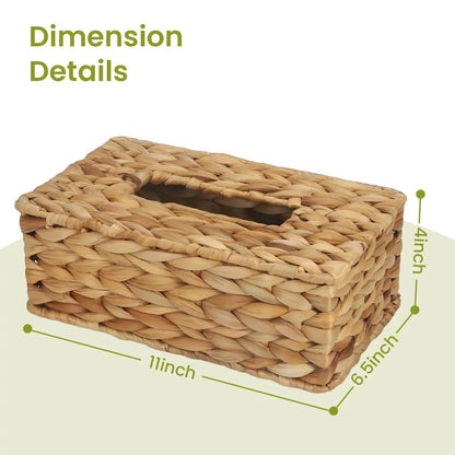 Handwoven Water Hyacinth Rectangular Tissue Box Cover