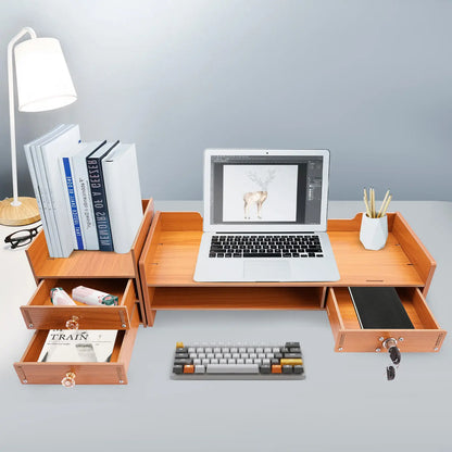 Wooden Desk Organizer with Drawers