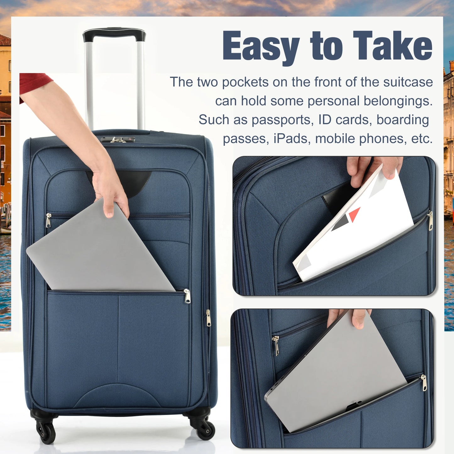 5 Piece Set Soft Expandable Travel Luggage Bag