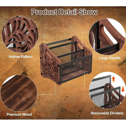 Rustic Wood Magazine File Holder Organizer