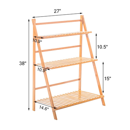 3 Tiers Bamboo Ladder Plant Stand Display Rack