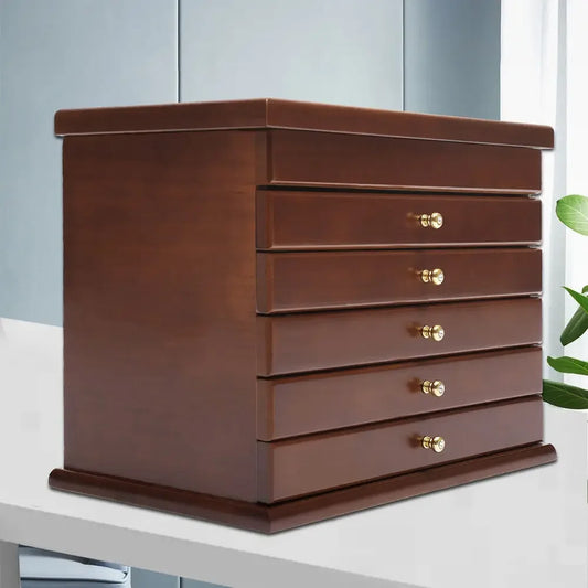 6-Tier Vintage Wooden Jewelry Storage Box/Case