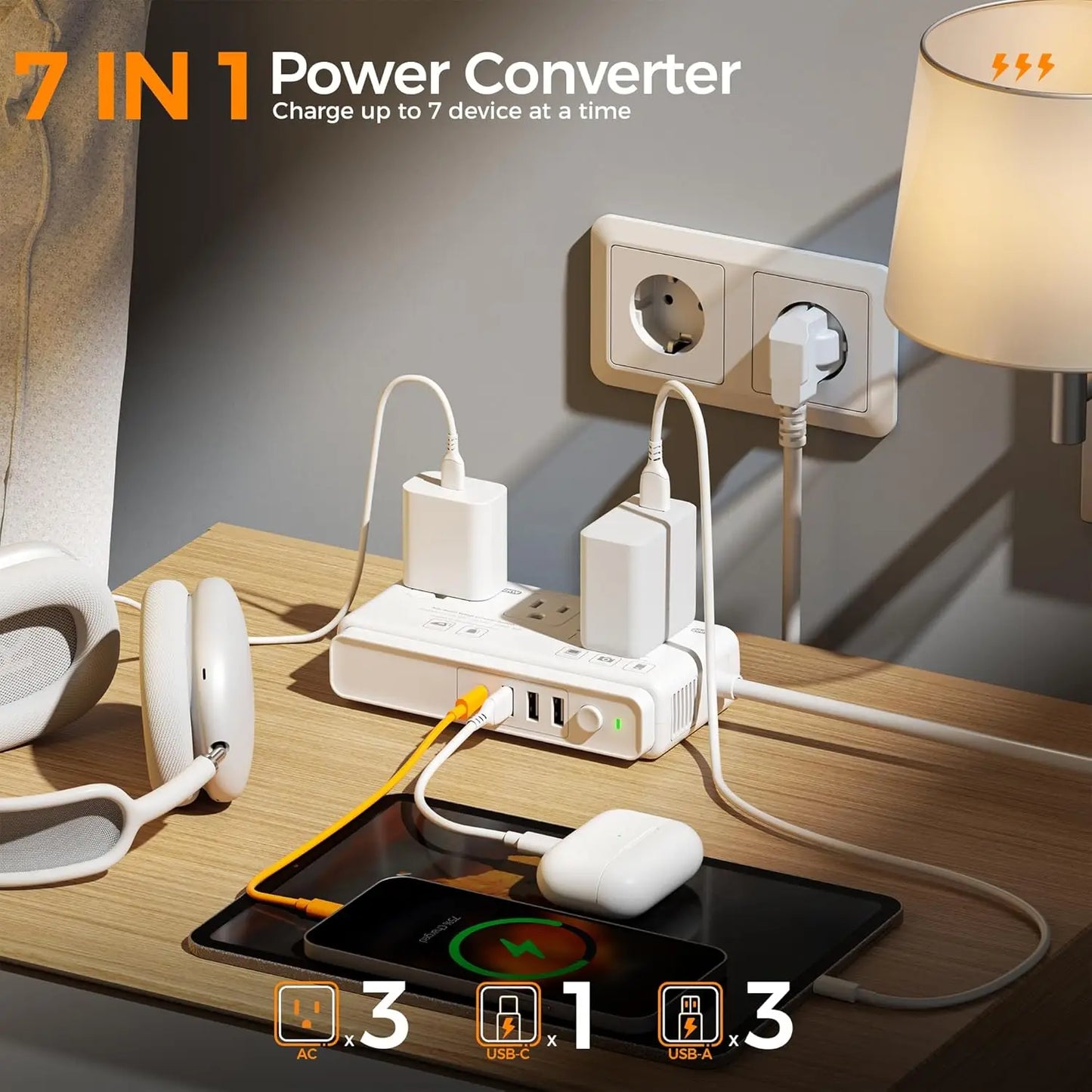 Travel Adapter with 4 USB Ports