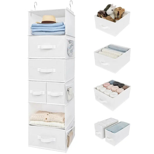 Hanging Closet Organizer and Storage 6 Shelf  Drawers