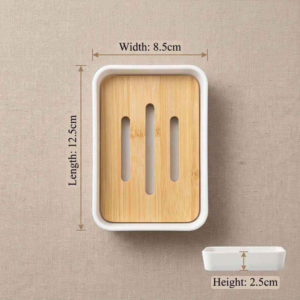 1PC Soap Holder Bathroom Bamboo Draining Box