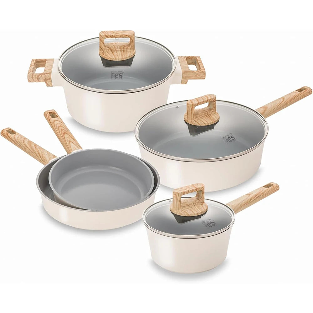 Nonstick Ceramic Cookware Set with Stay-Cool Handles