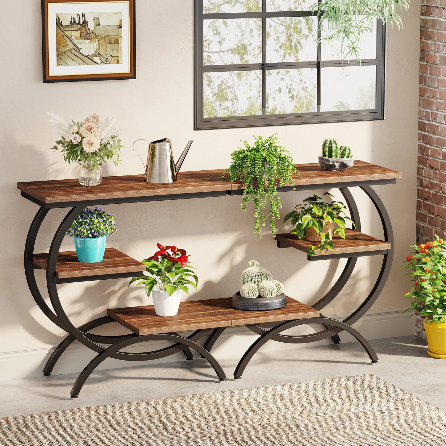 3-Tier Small Table with Storage Shelves