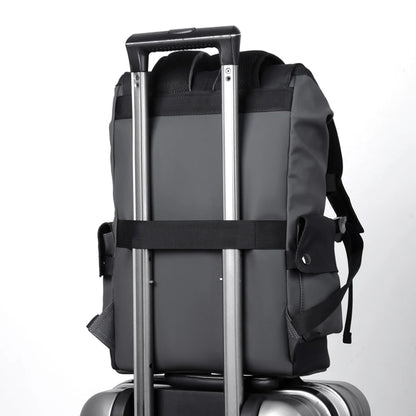 Leather Waterproof Men's Laptop Backpack USB Charging