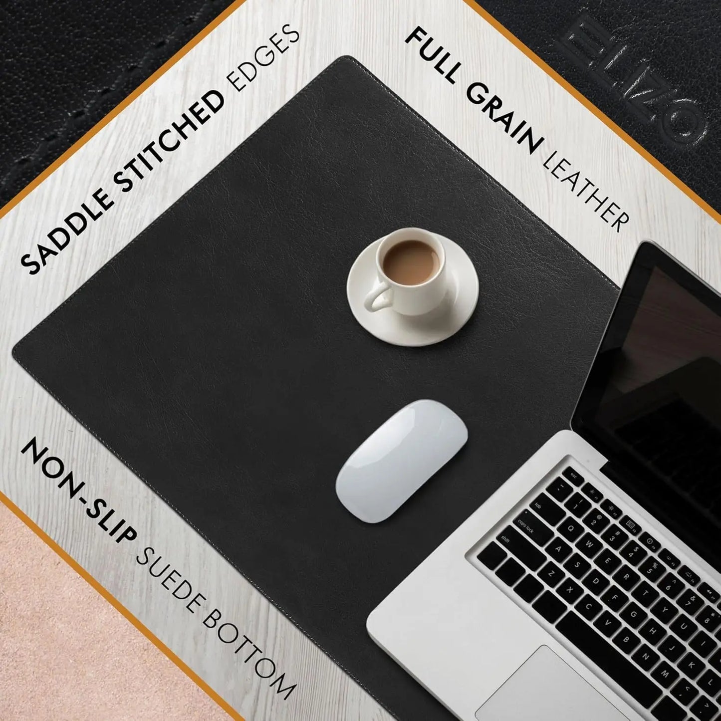 Genuine Full-Grain Leather Desk Mat Set