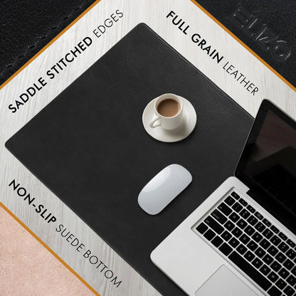 Genuine Full-Grain Leather Desk Mat Set