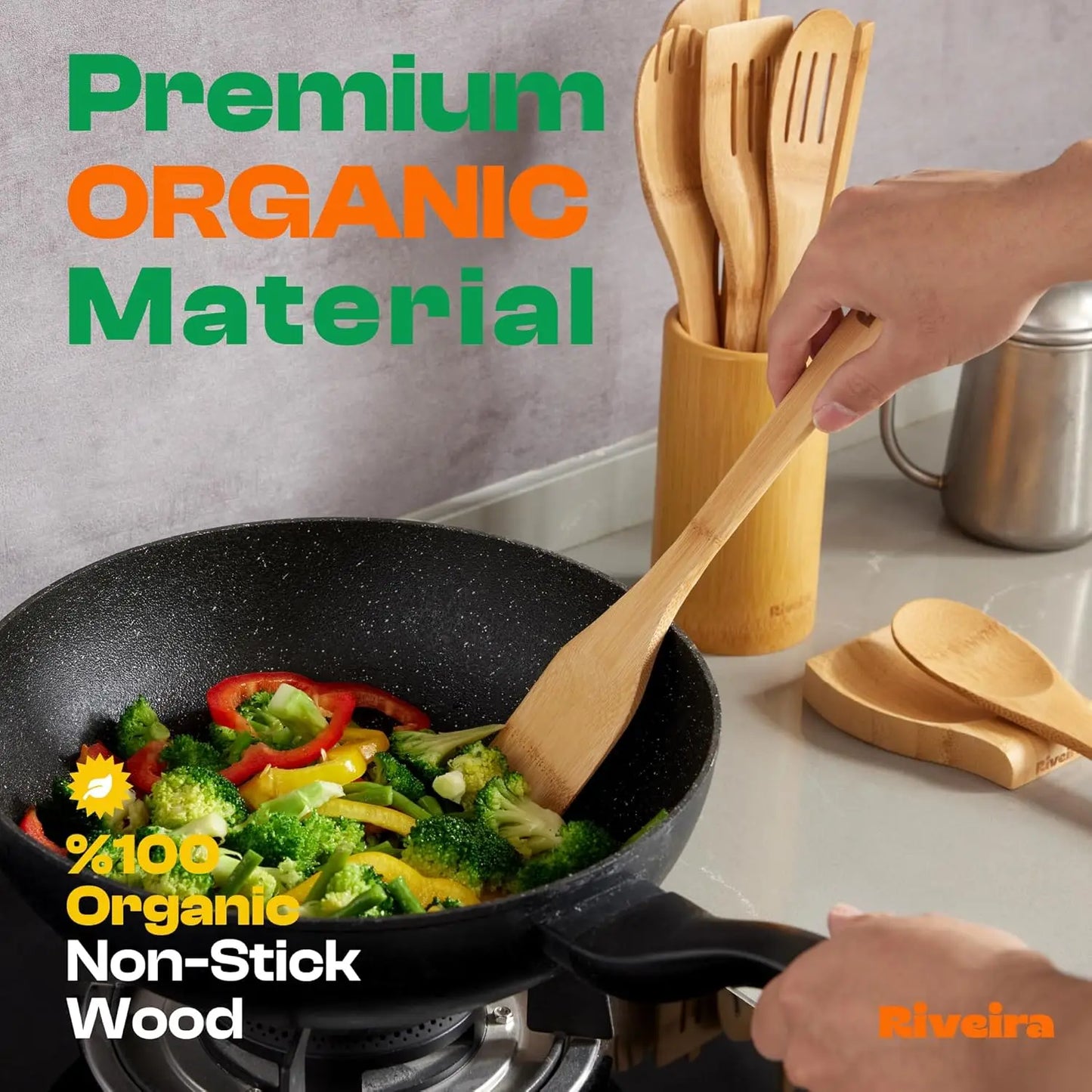Wooden Cooking Utensils Set with Wooden Spoons