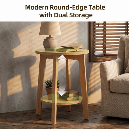 Wood Round Side Coffee Table  for Living Room
