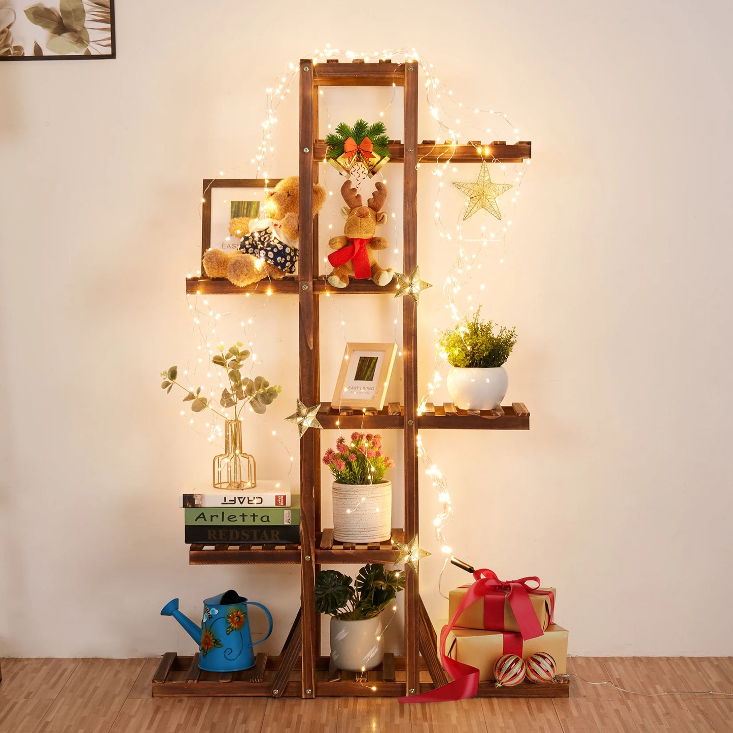 6 Tier Wooden Plant Stand Holder