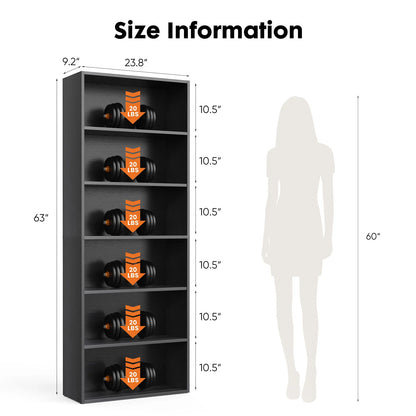 6 Tier Floor Standing Open Bookshelf