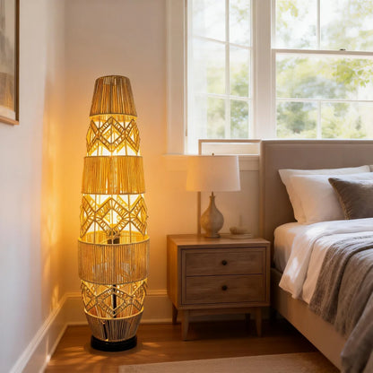 Tall Vintage Wicker Floor Lamp