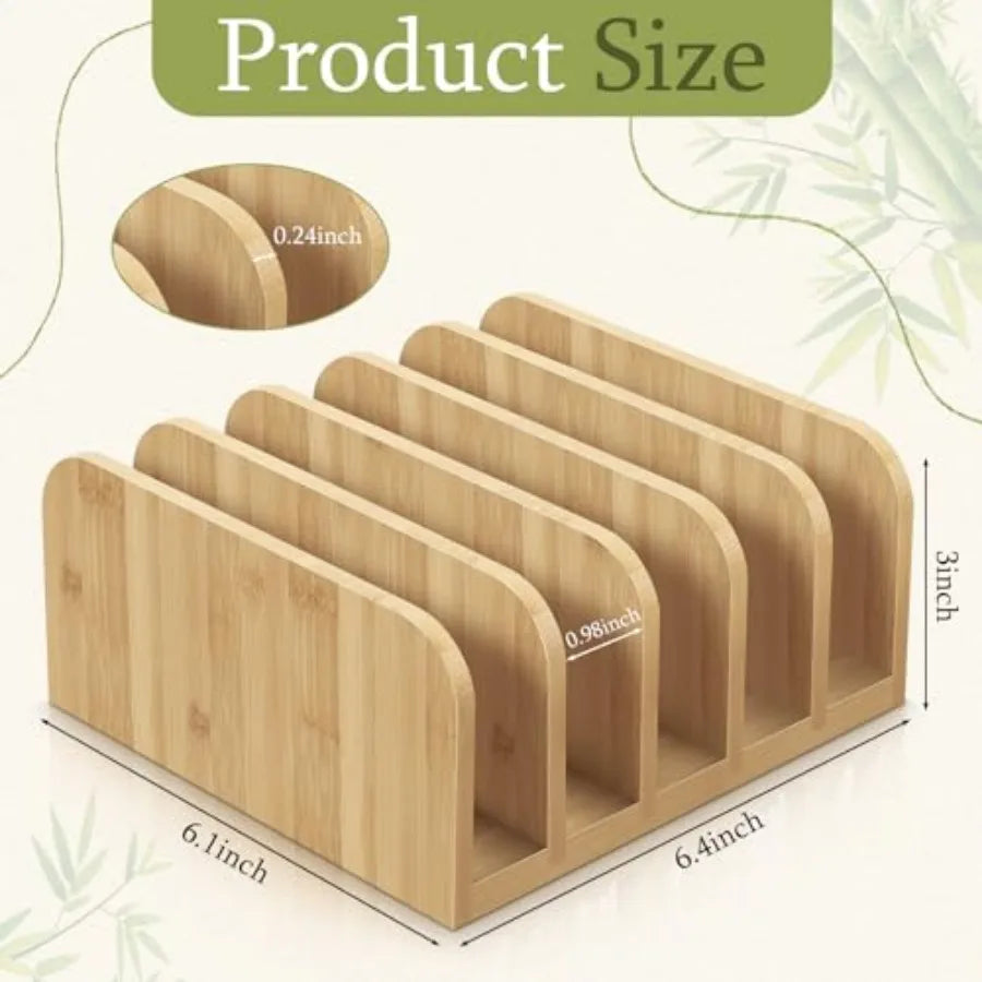 Bamboo Letter Organizer Countertop Paper File