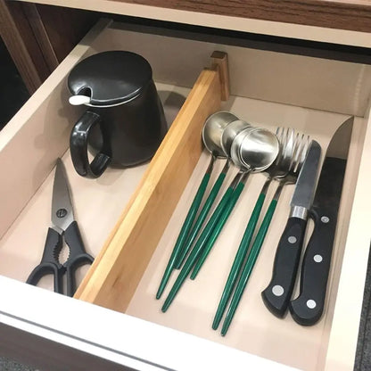 Adjustable Bamboo Drawer Dividers, Expandable Drawer Organizer