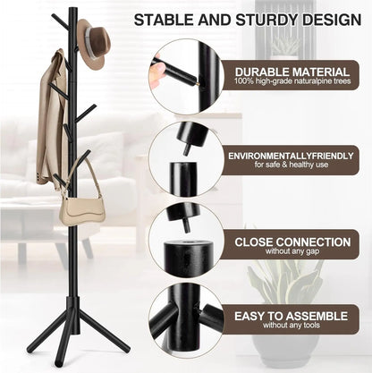 Freestanding Coat Rack with 8 Hooks