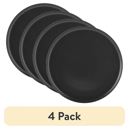 Matte Black Stoneware 4-Piece Dinner Plate Set