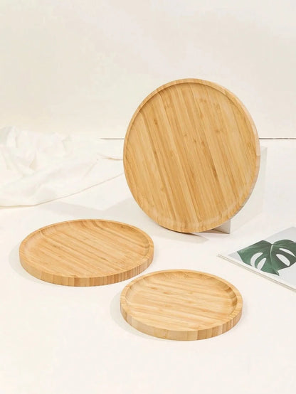 1pc Round Bamboo Food Tray