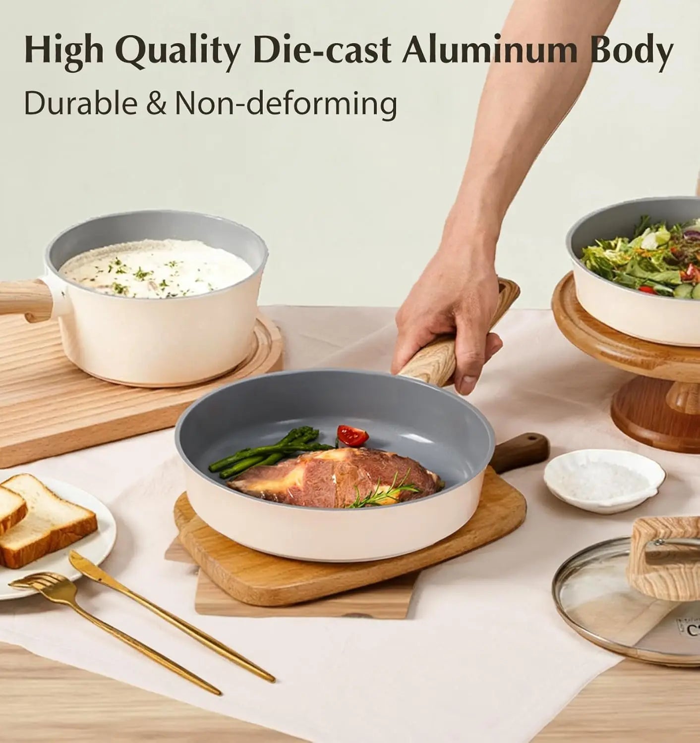 Nonstick Ceramic Cookware Set with Stay-Cool Handles