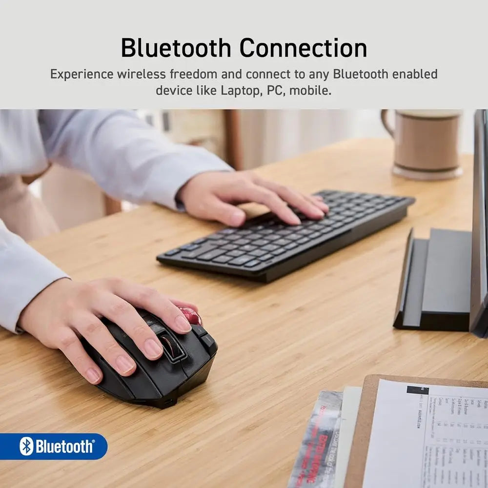 Wireless Ergonomic 3-Device Connectivity Trackball Mouse