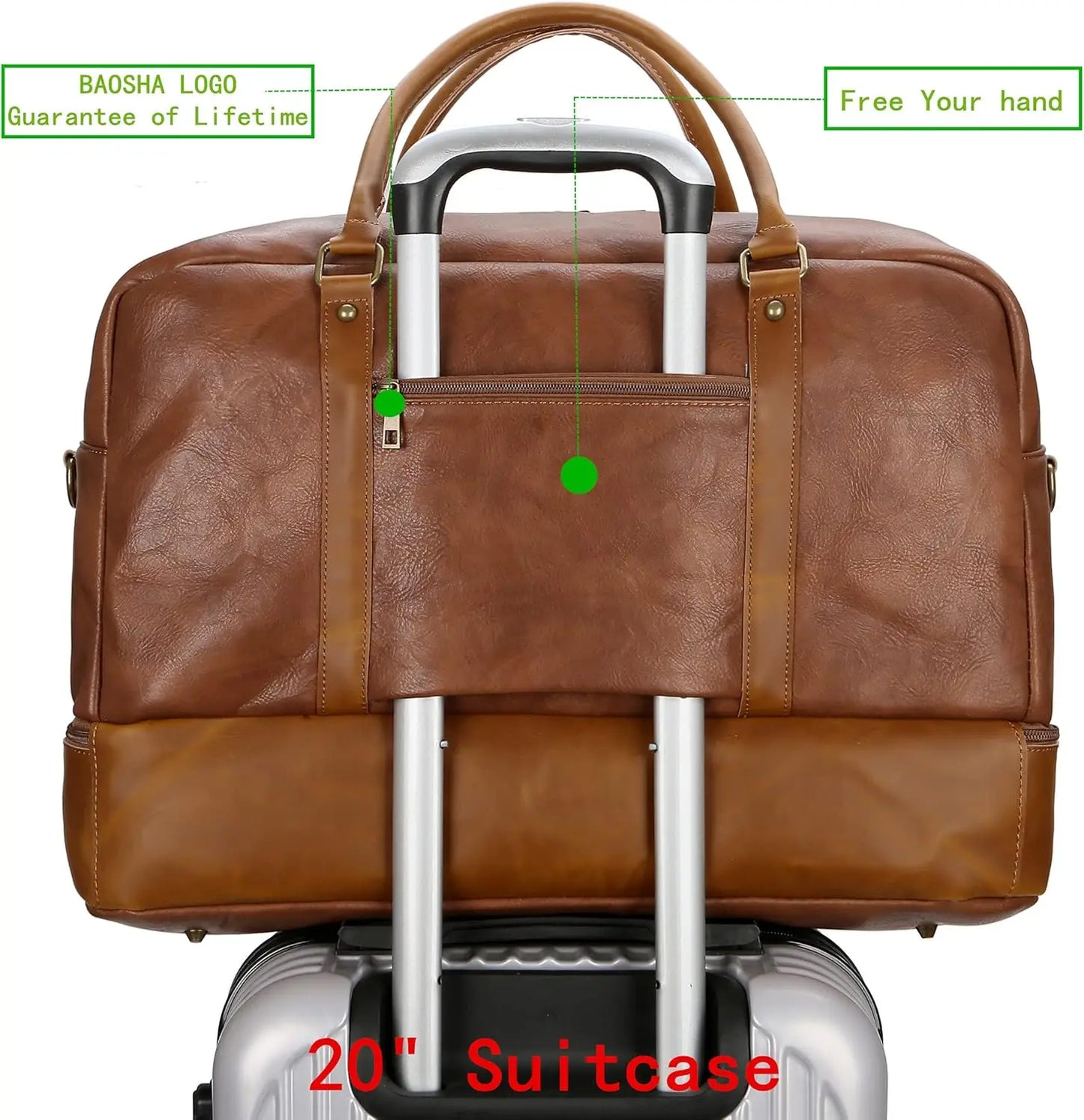 Large Vegan Leather Travel Duffel Weekender Bag