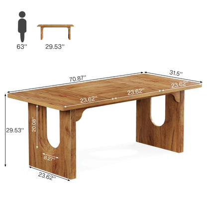 Modern Dining Table with Wood Pedestal Base,