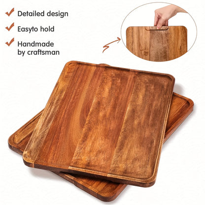 5 Pack Solid Acacia Wood Serving Trays Charcuterie
