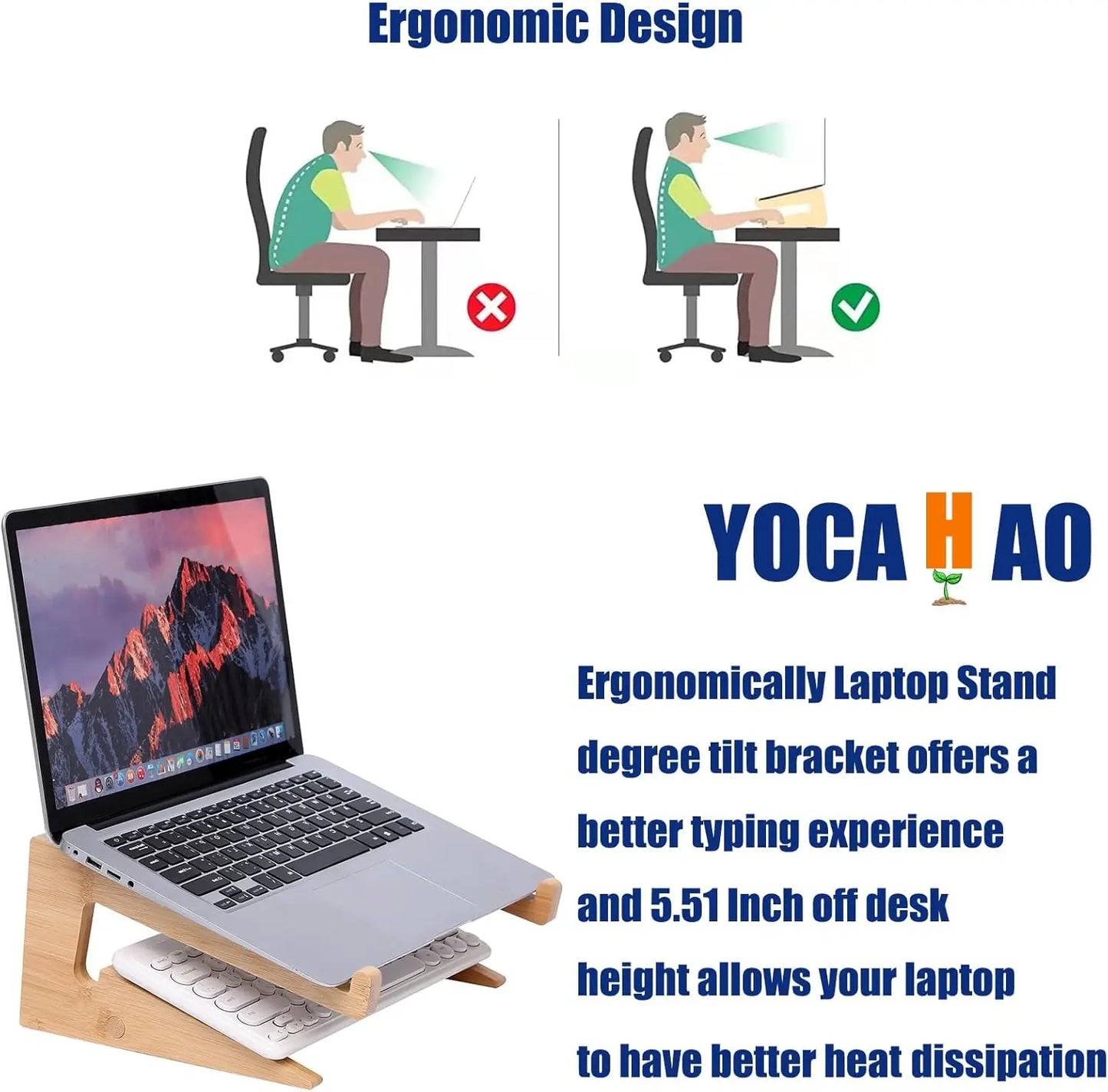 Wooden Laptop Stand Vertical for 13-18.6in