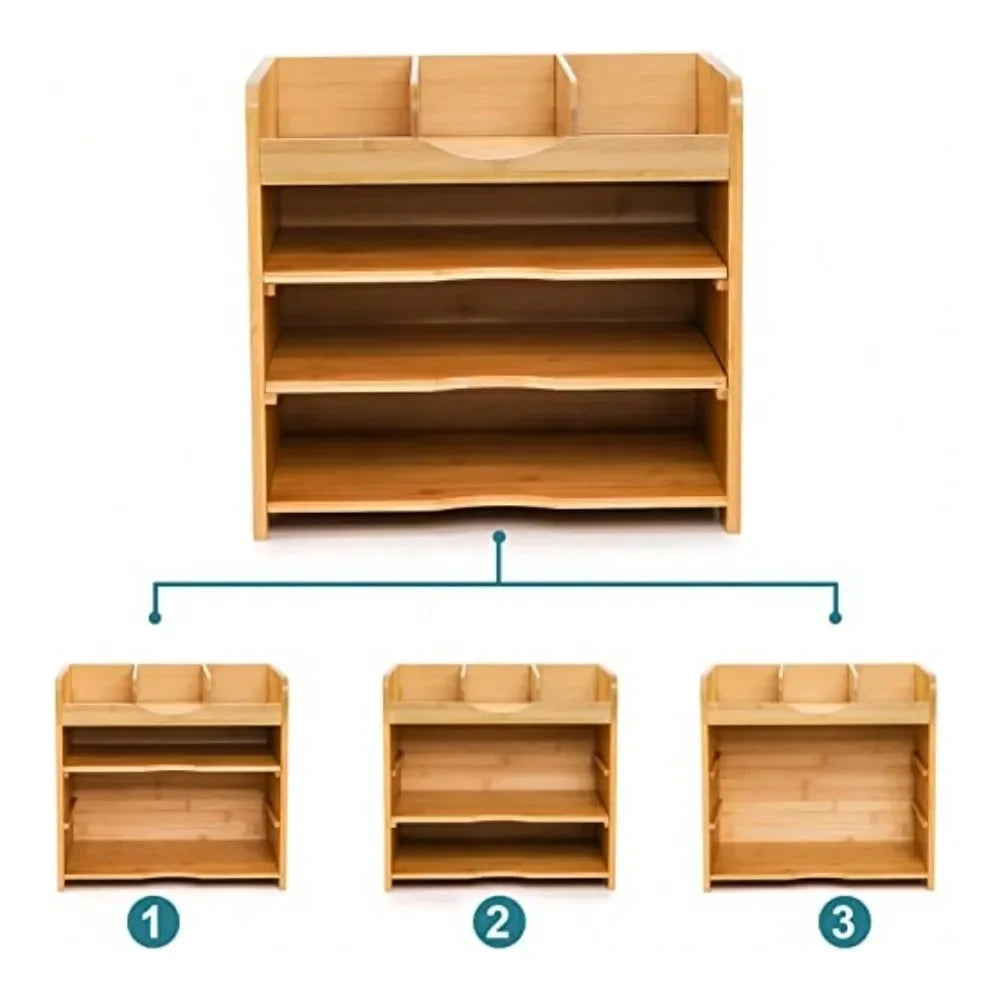Office Storage Bamboo Desk File Organizer