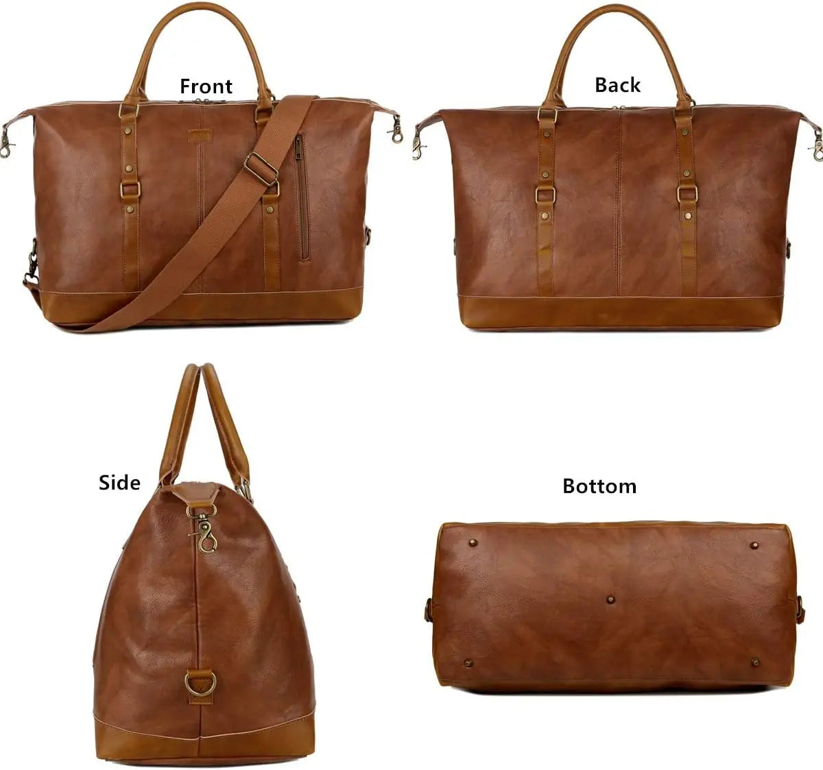 Leather Travel Duffel Weekender Bag for Men and Women