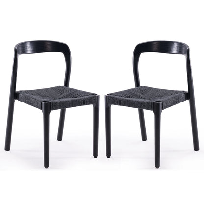Set of 2 Ash Wood Stackable Dining Chairs