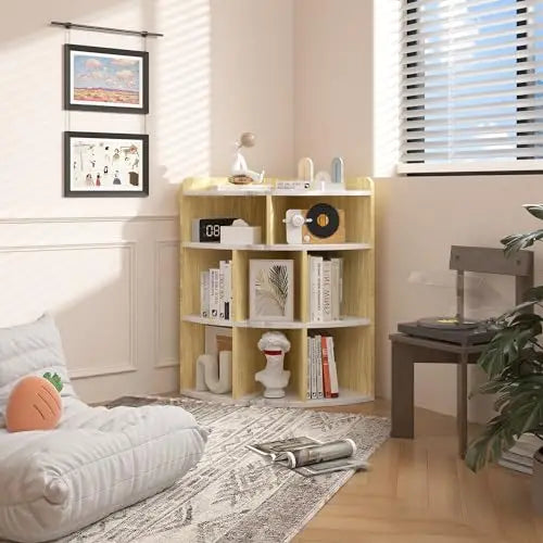 3-Tier Corner Cabinet With 8 Cubbies Storage Organizer