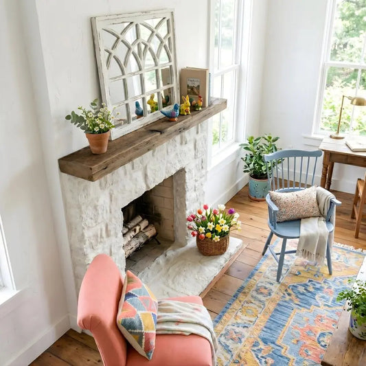 Wood Wall with Floating Shelf Brackets