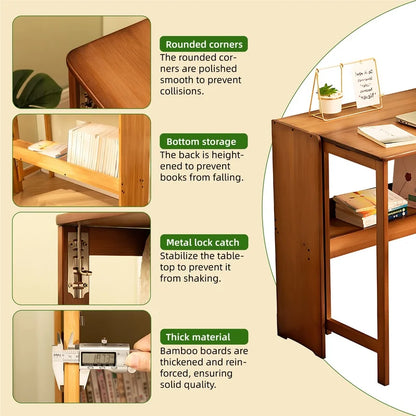 Foldable Bamboo Computer Desk for Small Spaces